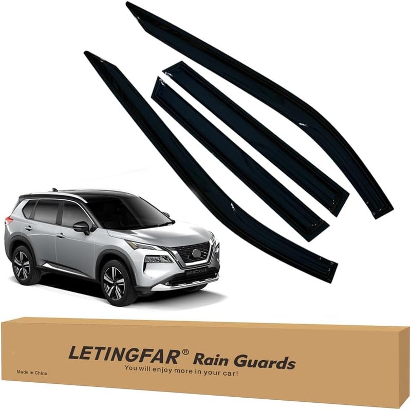 LETINGFAR Window Visors Rain Guards for Nissan Rogue 2021 2022 2023 2024 Accessories, Wind Deflectors Vent Shades for Nissan Rogue - Image 1